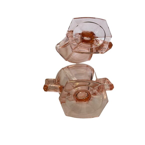 Antique Heisey #354 Flamingo Pink Depression Glass Cream & Sugar Set - Picture 4 of 8